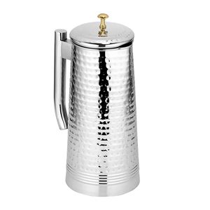 Carafe à eau en acier inoxydable martelé avec couvercle et poignée |   Pichet élégant pour servir l'eau, le jus et pour une utilisation à table - Product Image 2