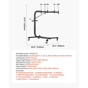 Sistema di Sollevamento e Rimozione Hardtop per Jeep Wrangler, Facile Utilizzo per Una Persona, Capacità 200 Libbre - Product Image 6