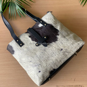 Western Handmade Real Hair On Cowhide <b>Leather</b> Large Tote Bag Vintage Cowgirl Stylish 100% Cowhide <b>Leather</b> Luxury <b>Shopping</b> Purses - Product Image 5