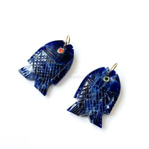Pendentif Poisson en Sodalite AAA, Collier en Argent 925 Fait Main avec Pierre Précieuse, Breloque en Cristal de Guérison Sculptée à la Main, Bijou de Luxe Tendance pour la Création de Bijoux - Product Image 3
