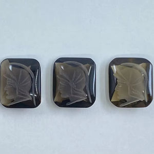 Quartz fumé, intaglio tête romaine, forme antique, cabochon, pierre précieuse, tailles assorties de 10x8mm à 25x18mm, lot pour la création de bijoux - Product Image 1