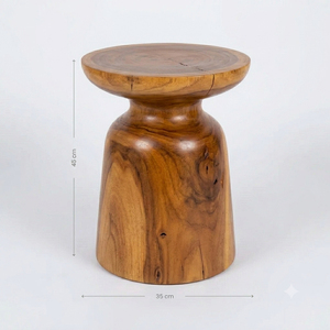 Taburete de madera maciza de suar con detalles de hongos Niwara Bisoepo, diseño rústico moderno, calidad premium, hecho a mano, duradero, multiusos. - Product Image 2