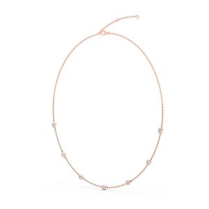 Collar de Cadena con Bisel de Diamantes Cultivados en Laboratorio, Ovalados, en Oro Rosa de 9K, 1.12 CTW, para Mujer - Product Image 1