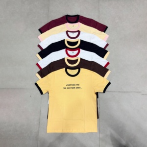 Wholesale <b>Y2K</b> Style Crop Top Ringer Tee Custom Printed Soft Cotton Contrast O Neck Short Sleeve Baby T <b>Shirt</b> Custom - Product Image 4