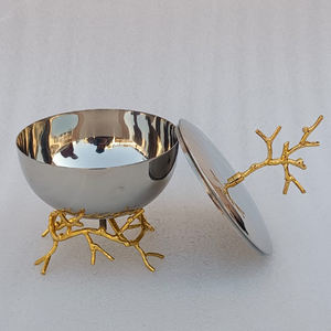 เตาเผาสแตนเลสพร้อมขาตั้งดอกไม้ทองเหลืองชุบทองสำหรับธูปมาบคารา ใช้สำหรับถ่านและพิธีกรรมทางศาสนา - Product Image 3