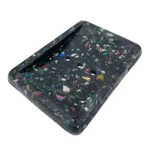 Black Terrazzo Resin Soap Dish Rectangular Draining Bar Soap Holder Bathroom Vanity <b>Sink</b> Accessory - Product Image 1