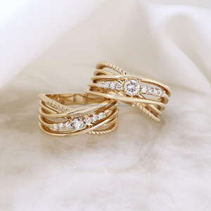 Igi/gia แล็บตัดเพชรวินเทจ14K สีเหลืองงานแต่งงาน/หมั้นแหวน unisex ในงานปาร์ตี้ทองคำสีขาว-คู่ควรกับแหวนครบรอบ - Product Image 3