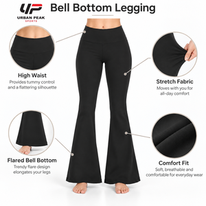 Leggings à jambes évasées au toucher doux avec tissu extensible confortable, bas évasé large et style décontracté pour les tenues de tous les jours - Product Image 6