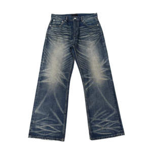 Jean droit déchiré taille haute pour homme, coupe ample, en denim de coton, style streetwear décontracté, grandes tailles - Product Image 6
