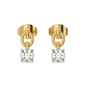 Classic Yellow Gold <b>Stud</b> <b>Earrings</b> With Round Brilliant Cut Diamond For Women Everyday Wear - Product Image 1