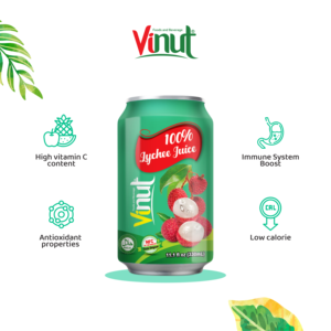 Bebida de jugo de lichi puro más vendida de 330ml lista para enviar (de ingrediente real) hecha en fábrica de Vietnam (OEM, ODM) - Product Image 3