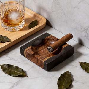 Premium Quality Handcrafted Wood Resin Classic Square Ashtray for Cigar Smoking Home Office & Bar Use - Product Image 1