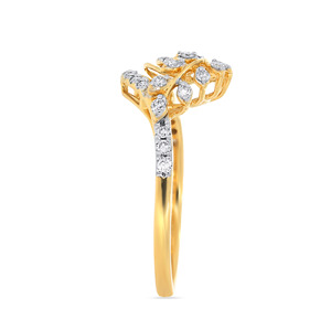 Anillo de Hoja con Diamantes Brillantes en Oro Amarillo Premium, Diseño Natural Delicado, Joyería de Alta Gama para Mujer - Product Image 4