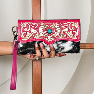 Nuevo Bolso de Mano de Cuero Genuino con Diseño de Concho Turquesa y Pelo de Vaca, Hecho a Mano, para Mujer - Product Image 4
