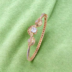 Elegante Brazalete de Diseño con Aspecto de Diamantes Dorados para Mujer, Brazalete Abierto con Cristal, Joyería para Fiestas - Product Image 2