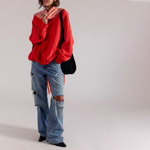 Nouvelle Arrivée Grande Taille Femme Col Montant Épaules Tombantes Oversize Molleton de Coton Épais Écologique Sweat d'Hiver pour Femme - Product Image 1