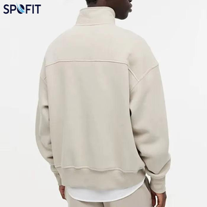 Wholesale Men's Hoodie Embroidery Logo Plus Size Heavyweight 100% Cotton Zipper-Up Hooded Sweatshirt Autumn Casual Oversized - Product Image 4