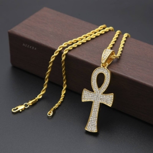 Colgante Ankh – Diseño de la Cruz de la Vida del Antiguo Egipto, Colgante Ankh Egipcio con Incrustaciones de Moissanita y Plata de Ley 925 - Product Image 3