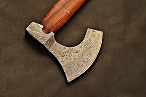 Damascus Steel Bearded Viking <b>Axe</b> Hand Forged Rosewood <b>Handle</b> Outdoor Camping Hunting <b>Axe</b> OEM ODM Custom Wholesale - Product Image 4