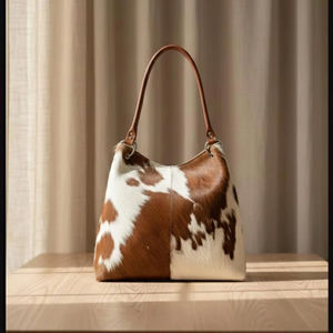 Sac fourre-tout en cuir véritable de haute qualité avec poils de vache, sac à main à bandoulière pour femme, grande capacité, fermeture éclair LHTB-0067 - Product Image 1