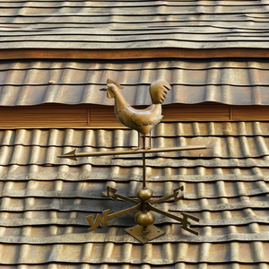 Aiguille d'vent en cuivre et laiton avec motif de coq pour la détection de la direction du vent - Product Image 2