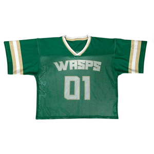 Camiseta de Lacrosse SINEWY SPORTS Wasp Verde Malla 100% Poliéster Número 01 Cuello en V Manga Corta Transpirable Impresión por Transferencia de Calor - Product Image 1