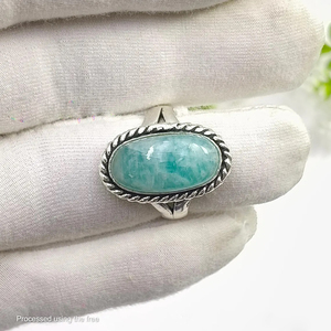 Anillo de Amazonita Natural en Plata de Ley 925, Joyería Artesanal con Piedras Preciosas, Anillo Estilo Boho - Product Image 6