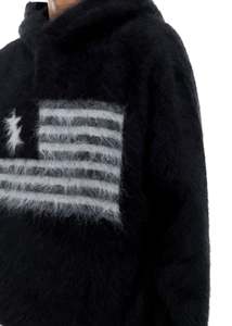 Pull à capuche en mohair brossé et duveteux pour homme, motif jacquard intarsia, design personnalisé, vente en gros - Product Image 3