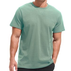 Camiseta de Punto para Hombre, Cuello Redondo, Manga Corta, Color Verde Mar, Estilo Casual, Corte Regular, Transpirable, 100% Algodón Jersey - Product Image 1