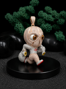 Pendentif Astronaute Cartoon Plaqué Or Rose Moissanite Sertie Luxe Hip Hop Collier en Argent 925 Unisexe Cadeau Anniversaire Mariage - Product Image 2