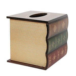 Caja de pañuelos de madera con forma de libro retro, dispensador decorativo de servilletas para el hogar, la oficina o el coche - Product Image 4