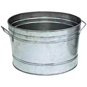 Seau en métal ovale avec poignées, durable, pour la décoration intérieure et extérieure, idéal pour les plantes vertes et les fleurs. - Product Image 4