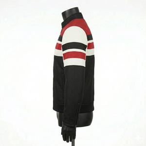 Chaqueta de Cuero Genuino para Hombre, Diseño Moderno con Bloques de Color, Chaqueta de Cuero Transpirable de Alta Calidad con Cuello Alto para Invierno - Product Image 3