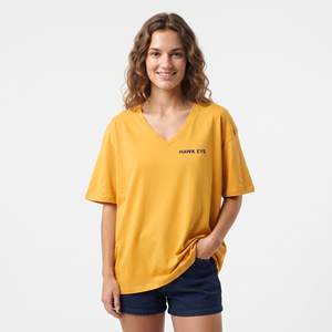 Camiseta Corta Oversize de Algodón Transpirable con Cuello en V para Mujer al por Mayor - Estilo Casual y Holgado para Dama - Product Image 5