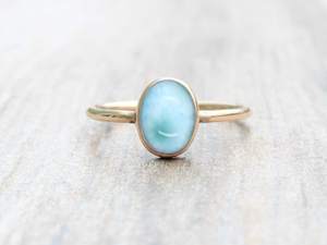 Oval Larimar Sterling Silver <b>Stacking</b> Ring Minimalist Handmade Jewelry Adjustable Women Ring Wholesale Supplier - Product Image 6