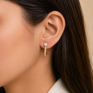 ต่างหูแบบติดหูทรงลูกแพร์ประดับเพชรเลี้ยงในห้องปฏิบัติการชุบทอง 14K ลายดอกไม้ |   ต่างหูเจ้าสาวสุดหรู |   ของขวัญเครื่องประดับชั้นดี - Product Image 3