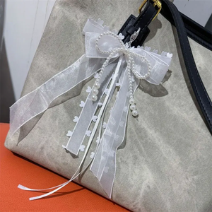 Y2K Sweet Lace Ribbon <b>Bow</b> Beaded Pendant Keychain Cute Tassel Bag Charm Phone Hanging Ornament Gift for Girls Women - Product Image 6