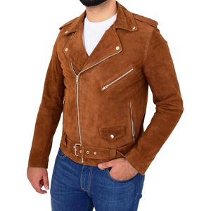 แจ็คเก็ตหนังกลับสีน้ำตาลสำหรับผู้ชายรุ่นใหม่ล่าสุด ทรงเข้ารูป สไตล์สตรีทแวร์ เสื้อคลุมกันหนาว หนังกลับคุณภาพพรีเมียม นุ่มสบาย รับผลิตแบบ OEM ODM - Product Image 3