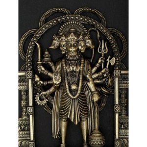รูปปั้นทองเหลืองแขวนผนังลาย panchamukhi hanuman พร้อมระฆัง Superfine 7 "สินค้าประเภทพรีเมี่ยม - Product Image 2