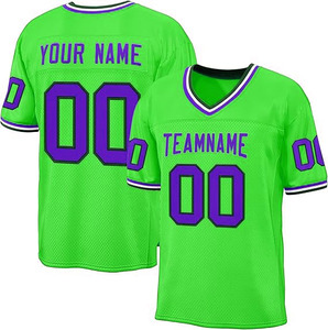 เสื้อฟุตบอลอเมริกันแบบกำหนดเอง สีเขียว คอวี พิมพ์ลายด้วยความร้อน ผ้าตาข่าย ระบายอากาศได้ดี สวมใส่สบาย สำหรับผู้ใหญ่ ทั้งชายและหญิง ผลิตจากโพลีเอสเตอร์ 100% - Product Image 4