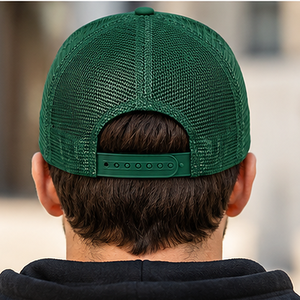 Casquette Trucker Unisexe OEM ODM avec Logo Brodé, 5 Panneaux en Sergé de Coton, Visière Plate Avant, Fermeture Strapback, Style Vintage, pour l'Été et le Sport - Product Image 4