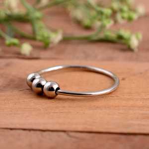 Dainty Luxury Anti-Anxiety 925 Silver Fidget <b>Spinner</b> <b>Ring</b> 3 Rotating Beads Minimalist Stress Relief Adjustable Engagement Gift - Product Image 5