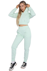 Conjunto de Dos Piezas para Mujer, Estilo Minimalista, Sudadera Corta con Cierre Completo, Pantalones Deportivos de Corte Holgado, Material Orgánico Sostenible - Product Image 3