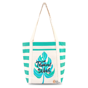 Bolsa de Lona de Gran Capacidad con Diseño Tropical |   Bolsa de Playa, Compras y Viaje Ecológica y Duradera para Mujer, Elegante y Casual - Product Image 3