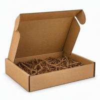 Boîte d'expédition personnalisée en carton ondulé écologique avec couvercle rabattable, rembourrage en papier froissé et base double paroi pour chaussettes e-commerce