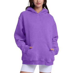 Sweat à capuche 100 % original délavé à l'acide pour femme, léger, à manches longues, motif uni, col à capuche, idéal pour l'hiver - Product Image 1