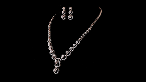 Conjunto de Collar y Aretes de Lujo con Diamantes Cultivados en Laboratorio con Corte de Pera y Baño de Oro Rosa |   Joyería Nupcial de Plata para Regalo de Aniversario de Bodas - Product Image 3