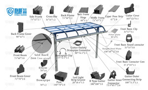 Abri de <span class=keywords><strong>terrasse</strong></span> en polycarbonate avec structure en aluminium, imperméable, pour projets de villas et jardins - Product Image 2