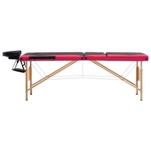 Table de massage pliable en bois noir et rose à 3 zones, tables et lits de massage de qualité supérieure - Product Image 2