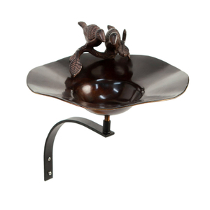 Bebedero para pájaros en forma de corazón con soporte de trípode, bebedero para pájaros de cobre antiguo con soporte de hierro negro. - Product Image 2